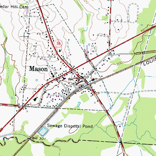 Topographic Map of Mason Police Department, TN
