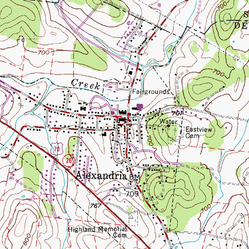 Topographic Map of Alexandria Police Department, TN