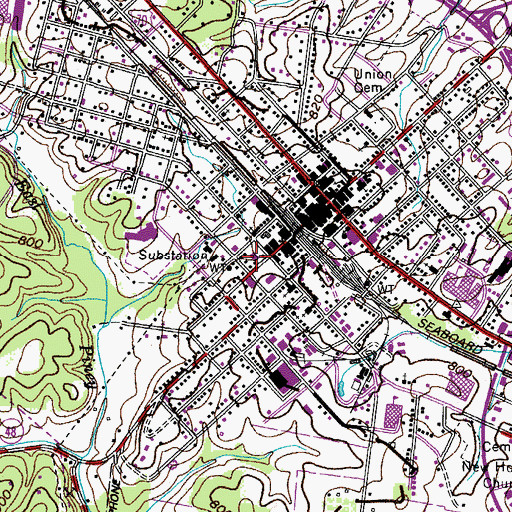 Topographic Map of Dickson Police Department, TN