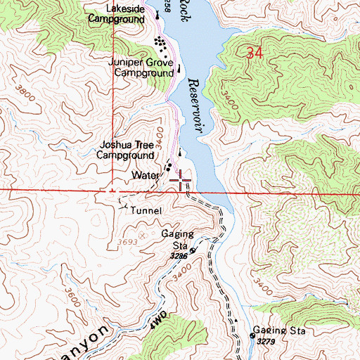 Topographic Map of Joshua Tree Campground, CA