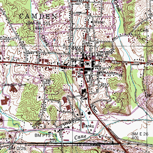 Topographic Map of Benton County Sheriff's Department, TN