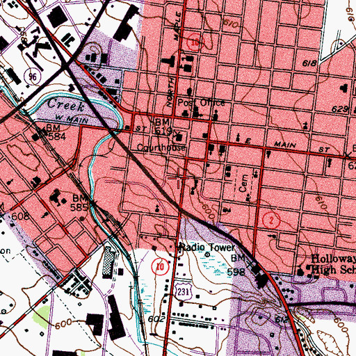 Topographic Map of Murfreesboro Police Department, TN