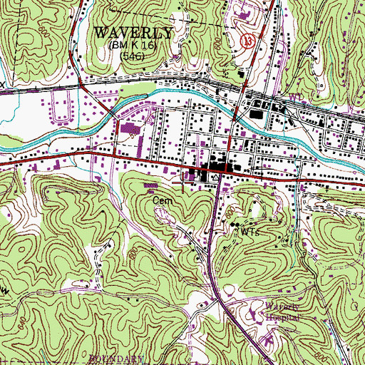 Topographic Map of Humphreys County Sheriff's Office, TN