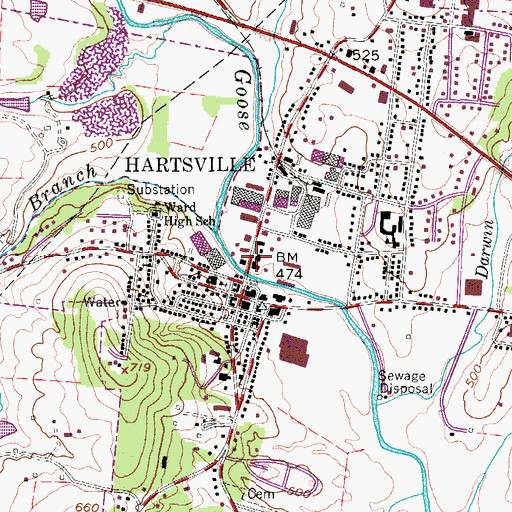 Topographic Map of Trousdale County Sheriff's Office, TN