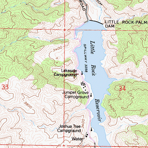 Topographic Map of Lakeside Campground, CA
