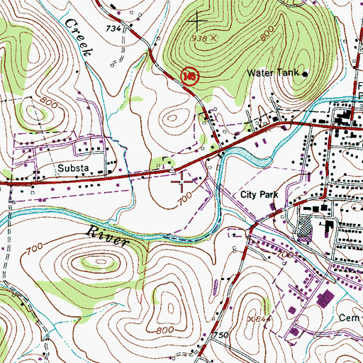 Topographic Map of Woodbury Police Department, TN