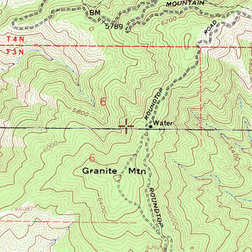 Topographic Map of Roundtop Ridge, CA