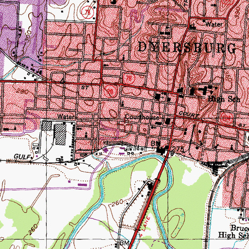 Topographic Map of Dyersburg Police Department, TN