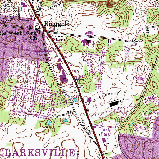 Topographic Map of Clarksville Police Department District 1, TN