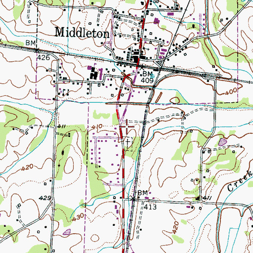 Topographic Map of Middleton Police Department, TN