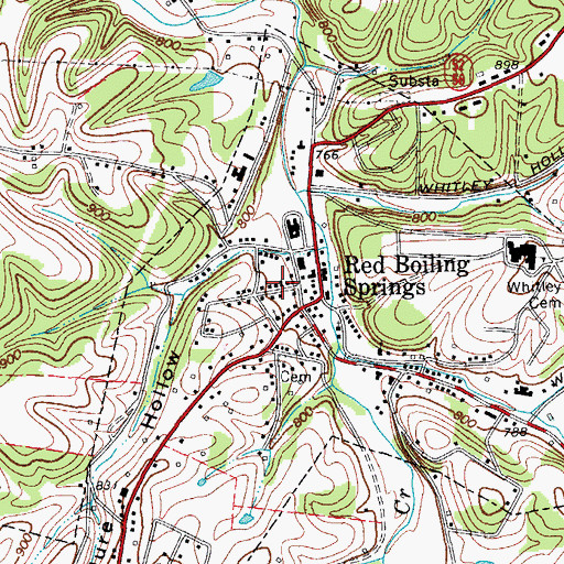 Topographic Map of Red Boiling Springs Police Department, TN