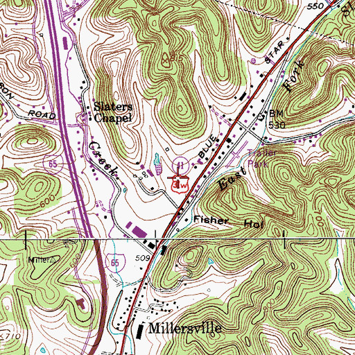 Topographic Map of Millersville Police Department, TN