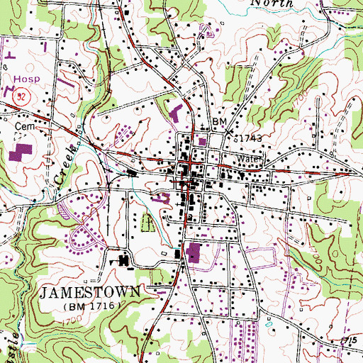 Topographic Map of Fentress County Sheriff's Department, TN