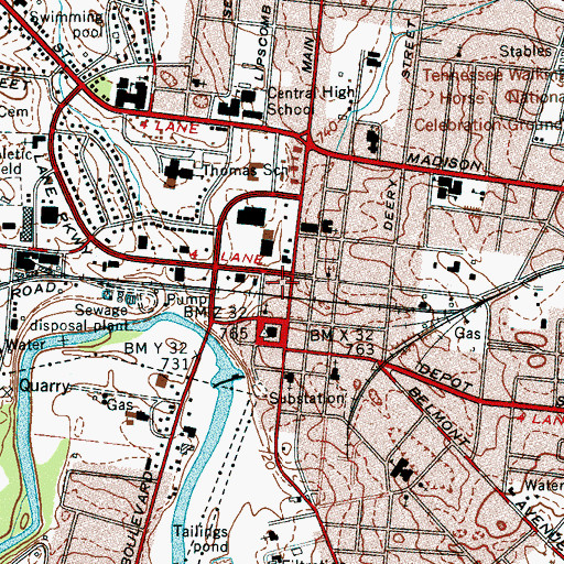 Topographic Map of Bedford County Sheriff's Department, TN