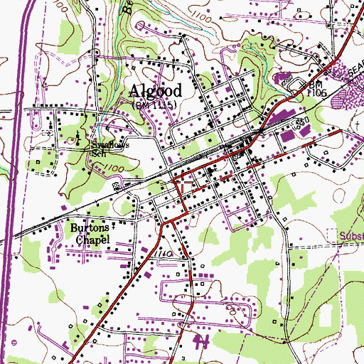 Topographic Map of Algood Police Department, TN