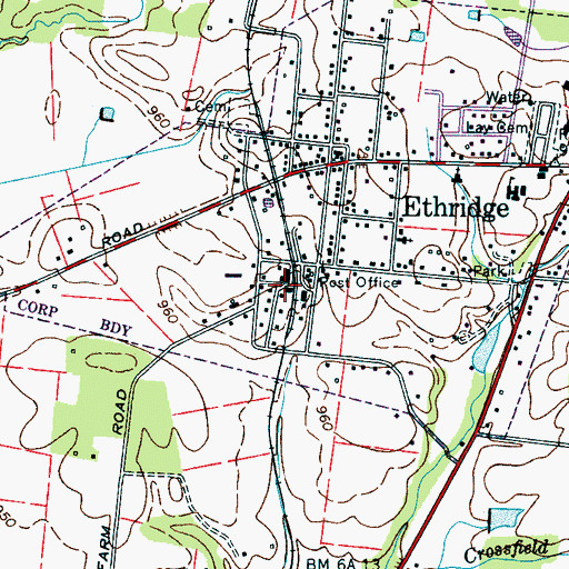 Topographic Map of Ethridge Police Department, TN