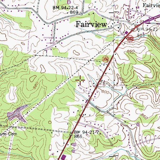 Topographic Map of Fairview Police Department, TN