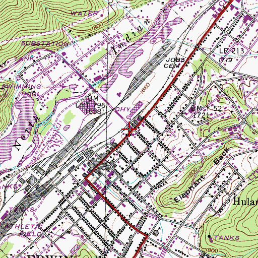 Topographic Map of Erwin Police Department, TN
