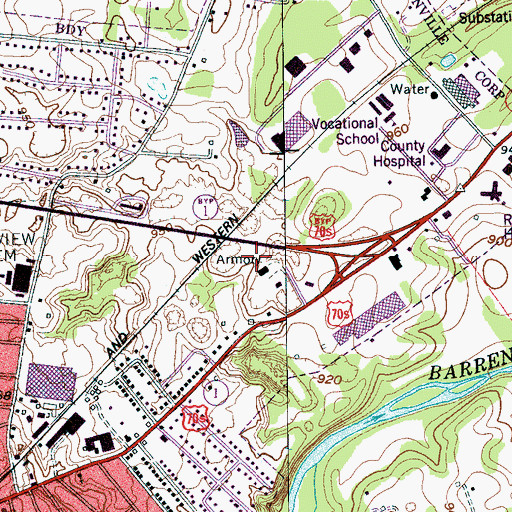 Topographic Map of Warren County Sheriff's Department, TN