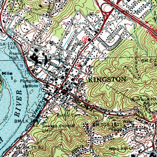 Topographic Map of Roane County Sheriff's Office, TN