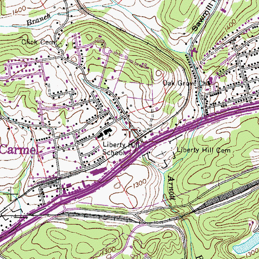 Topographic Map of Mount Carmel Police Department, TN