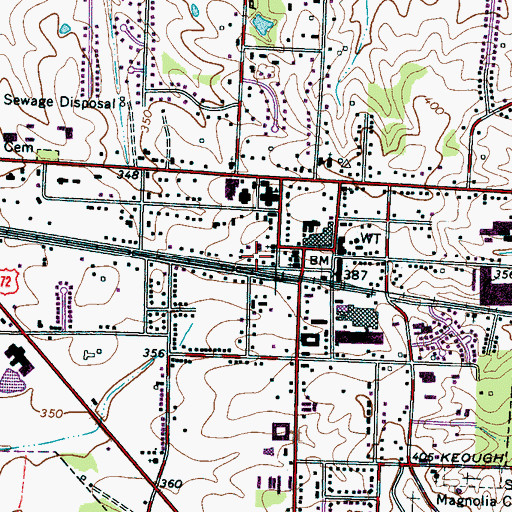 Topographic Map of Collierville Police Department, TN