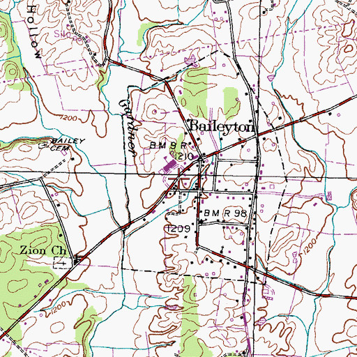 Topographic Map of Baileyton Police Department, TN