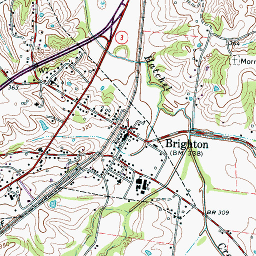 Topographic Map of Brighton Police Department, TN
