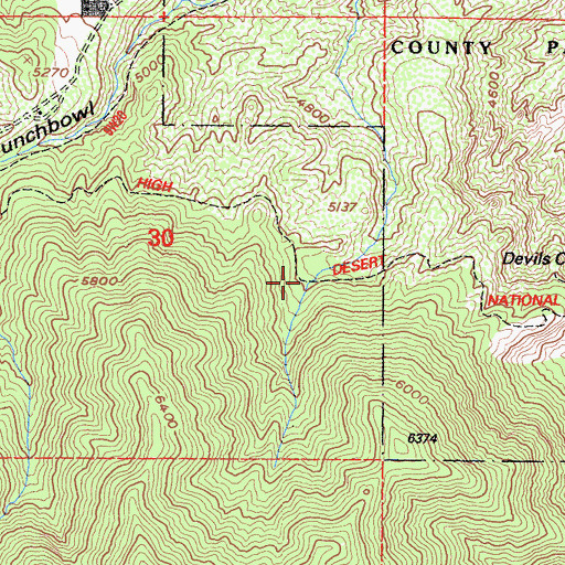 Topographic Map of Punchbowl Trail, CA