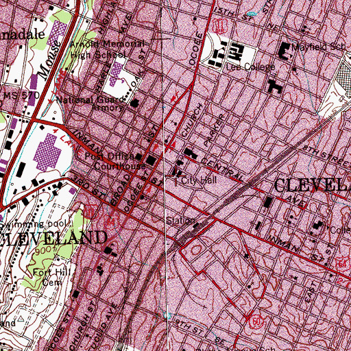 Topographic Map of Cleveland Police Department, TN
