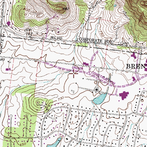 Topographic Map of Brentwood Police Department, TN
