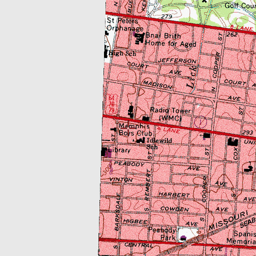 Topographic Map of Memphis Police Department - Traffic Unit, TN