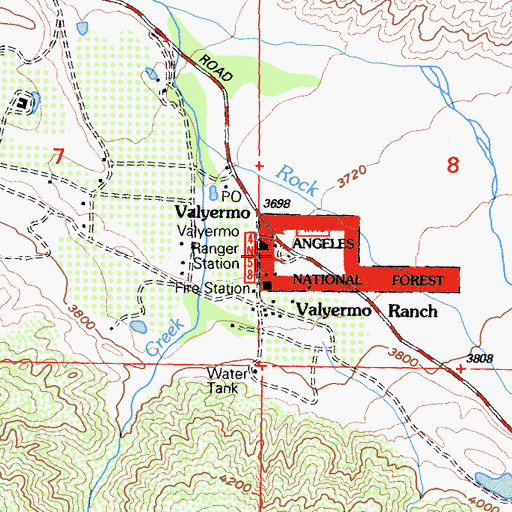 Topographic Map of United States Forest Service Angeles National Forest Station Valyermo, CA