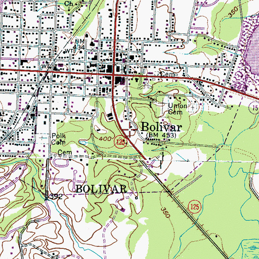 Topographic Map of Hardeman County Sheriff's Office, TN