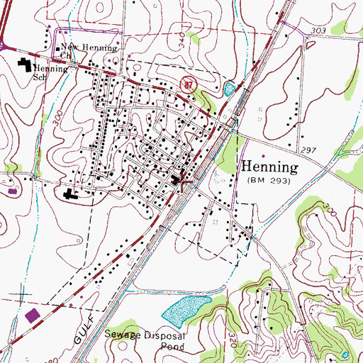 Topographic Map of Henning Police Department, TN
