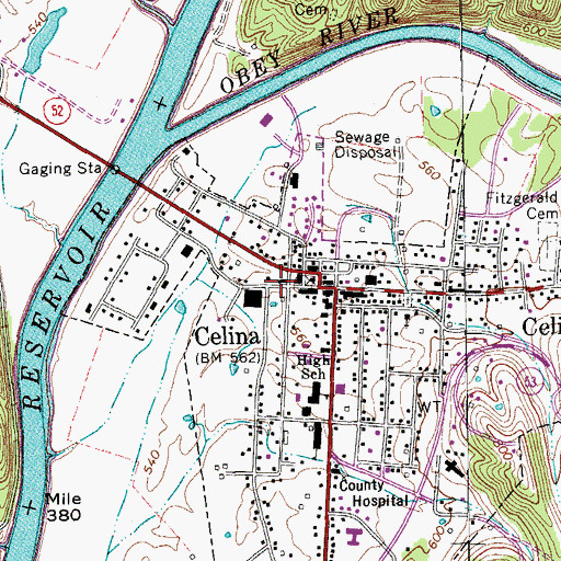 Topographic Map of Clay County Sheriff's Office, TN