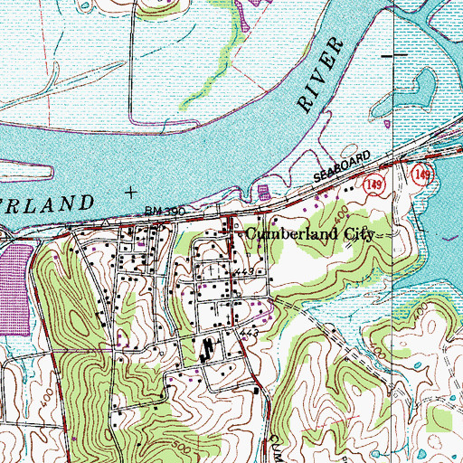 Topographic Map of Cumberland City Police Department, TN