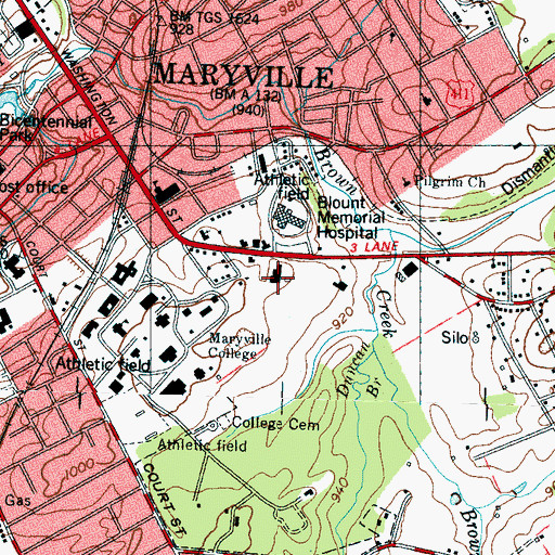 Topographic Map of Blount County Sheriff's Office, TN