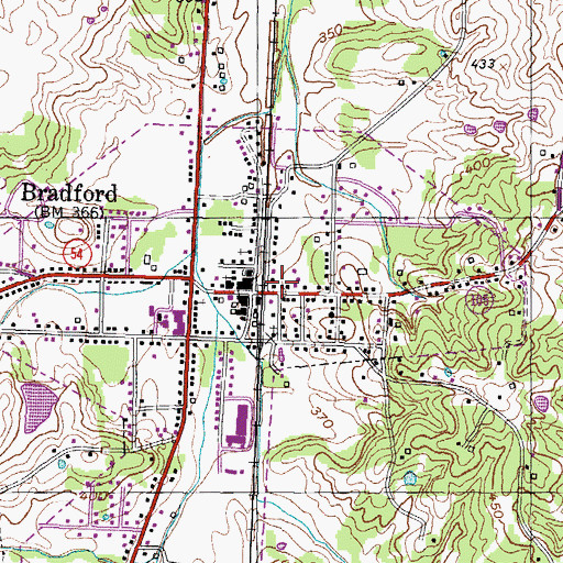 Topographic Map of Bradford Police Department, TN