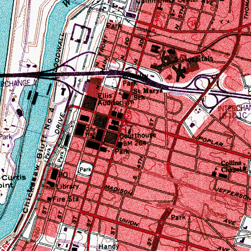 Topographic Map of Memphis Police Department, TN