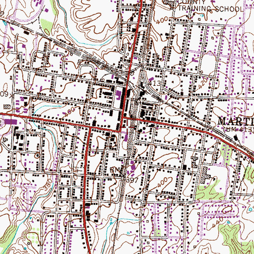 Topographic Map of Martin Police Department, TN