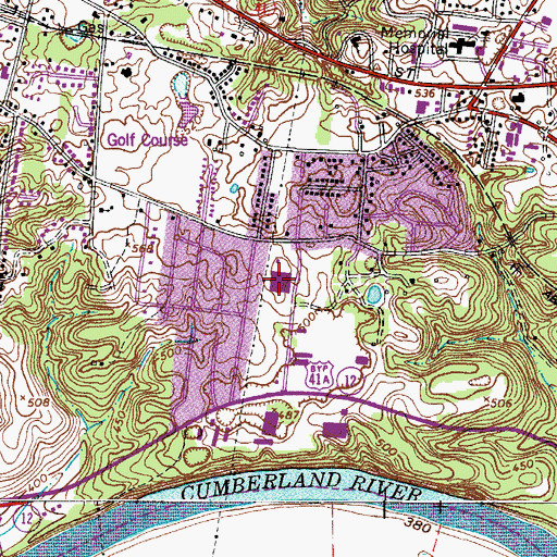 Topographic Map of Clarksville Police Department District 3, TN