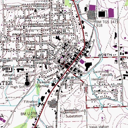 Topographic Map of Sweetwater Police Department, TN