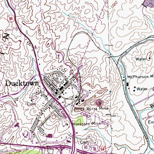 Topographic Map of Polk County Sheriff's Department, TN