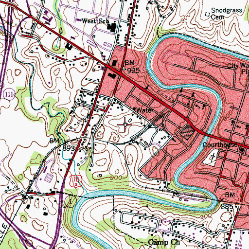 Topographic Map of White County Sheriff's Department, TN