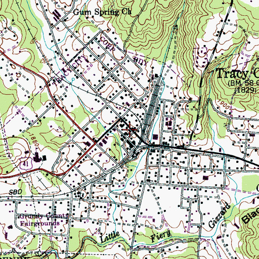 Topographic Map of Tracy City Police Department, TN