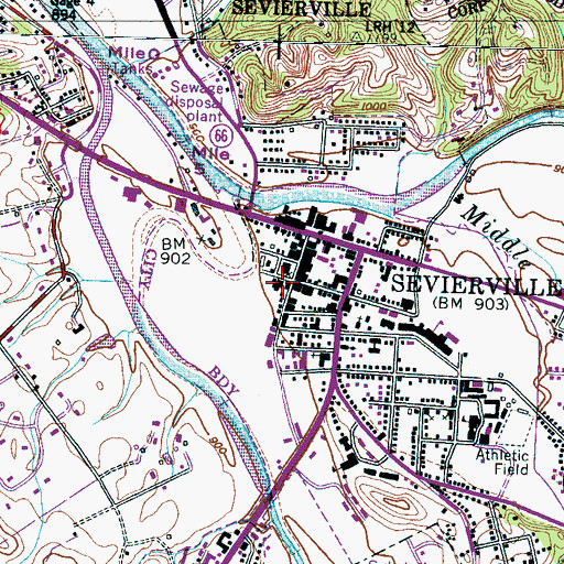 Topographic Map of Sevier County Sheriff's Office, TN