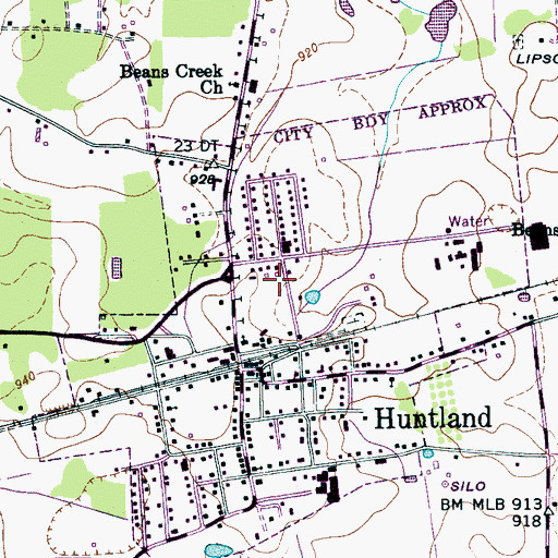 Topographic Map of Huntland Police Department, TN