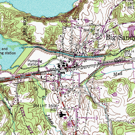 Topographic Map of Big Sandy Police Department, TN