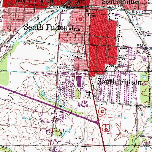 Topographic Map of South Fulton Police Department, TN